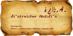 Östreicher Abdiás névjegykártya